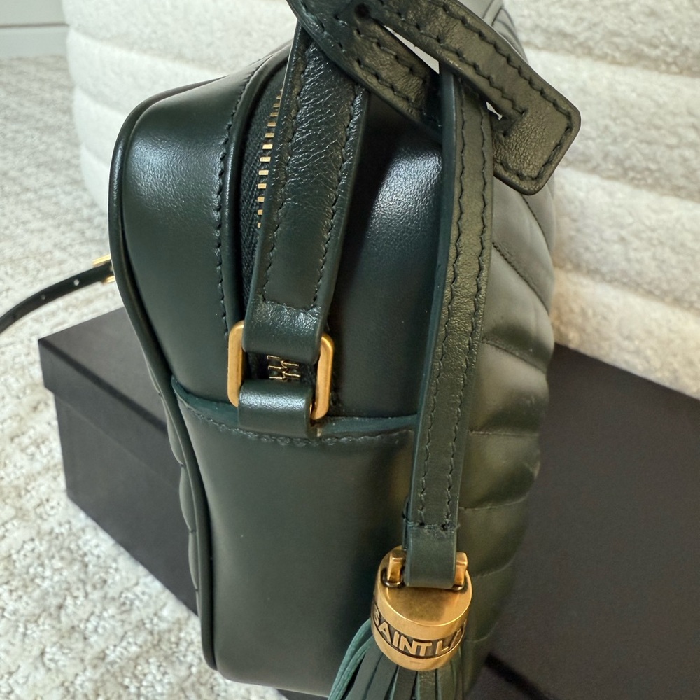 Saint Laurent Dark Green Quilted Crossbody Bag - Picture 4 of 8